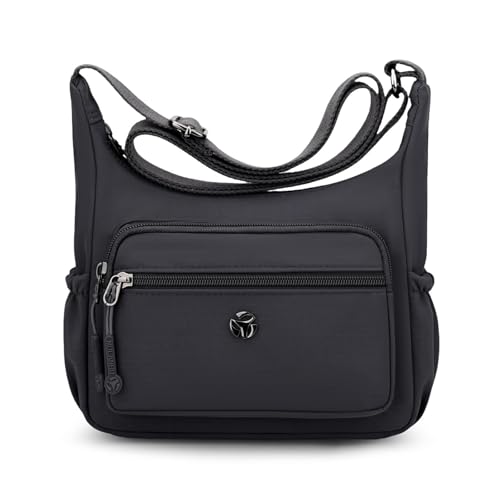Image of WITERY Crossbody Purses for Women Lightweight Nylon Shoulder Bag Handbag | Water-Resistant Nylon Fabric, Multi Zipperd Pockets, Small Pocketbooks for Work Travel Daily, Adjustable Strap