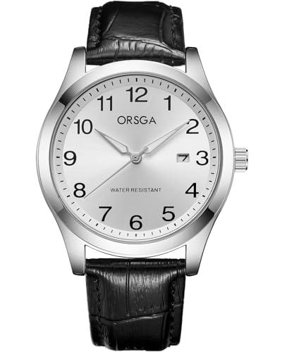 CIVO Uhren Herren Schwarz Lederarmband: Armbanduhr Herren Analog Wasserdicht - Herrenuhr mit Datum Leuchtend Klassische Business Quarzuhr Silber Zifferblatt Geschenke für Männer