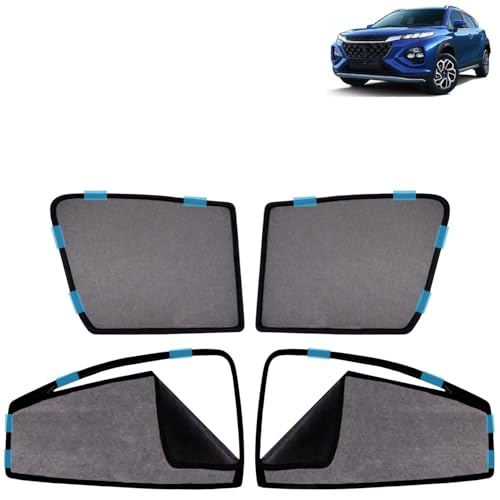 Image of KINGSWAY Car Sun Shade Curtains Only Compatible with Maruti Suzuki Fronx (2023 Onwards) | Front Window in Half Cut and Rear in Zipper (Magnetic) | UV & Heat Protection | Pack of 4 Pcs