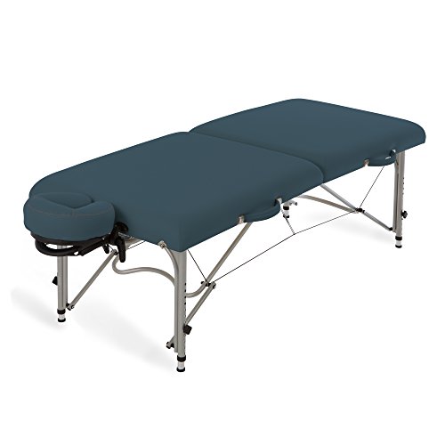 Image of EarthLite Portable Massage Table Luna - Ultra-Lightweight, Patented Aluminum Reiki Frame incl. Flex-Rest Face Cradle & Carry Case (29lb), Mystic Blue