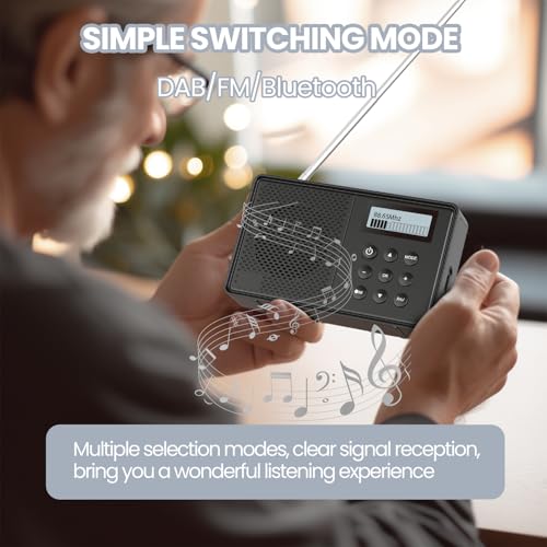 Arafuna Radio Portatil Pequeña Recargable, Radio FM/Dab con 40 Emisoras Presintonizadas, Radios Pequeñas Digitales con Temporizador De Apagado, Despertador Doble - imagen 2