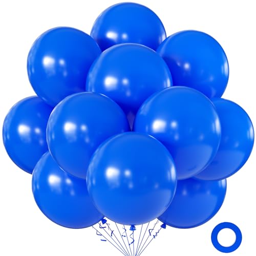Image of KALOR 18 Inch Dark Blue Large Latex Round Balloons 30-Pack