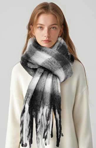 Women's Winter Scarfs, Mohair Vintage Scarf for Women and Men, Large Chunky Scarf Blanket Wrap4