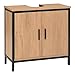Produktbild EUGAD Waschbeckenunterschrank 60x60x30 cm, Badezimmerschrank mit höhenverstellbarer Trennwand, Kleiner Schrank im Badezimmer, Badschrank aus Holzwerkstoff Metall, Schwarz
