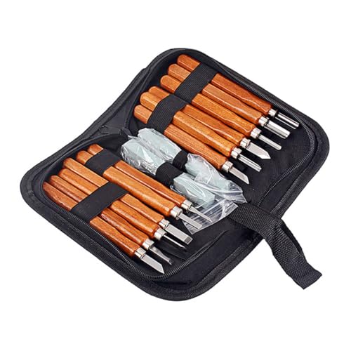 LAPYAPPE 木彫り工具 点 磨石付き ノミ 彫刻刀 彫刻用 ソフトウッド対応 初心者向け 設計 快適グリップ 木製ハンドル付き