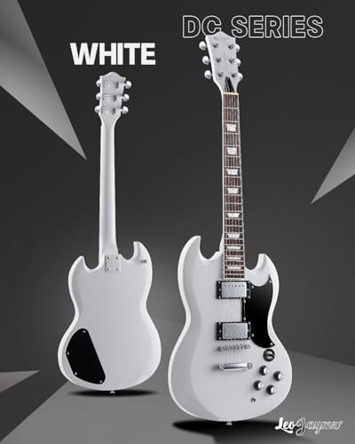 leo jaymz 39 inch solid body electric guitar - poplar wood bodymaple neck and laurel wood fretboard white