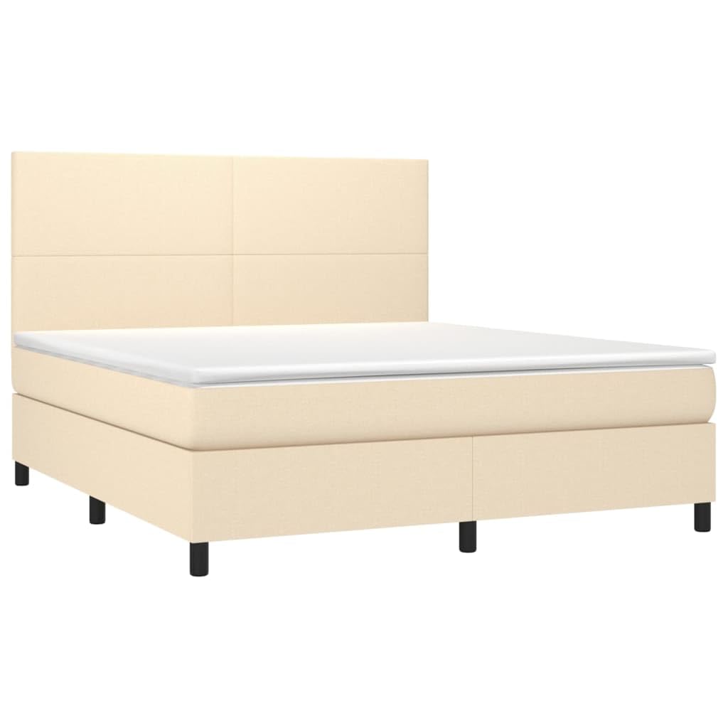 Stoff Taschenfederkernmatratze höhenverstellbares Kopfteil Creme 160x200 cm