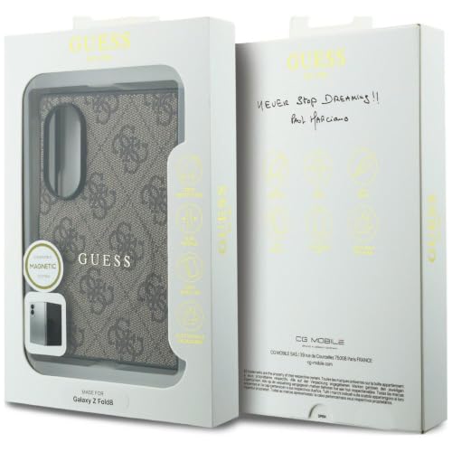 Image of CG MOBILE Guess [Official Licensed], Protective Case Designed for Galaxy Z Fold 8 | Magnetic System| 4G PU Leather Case with Classic Logo - Brown