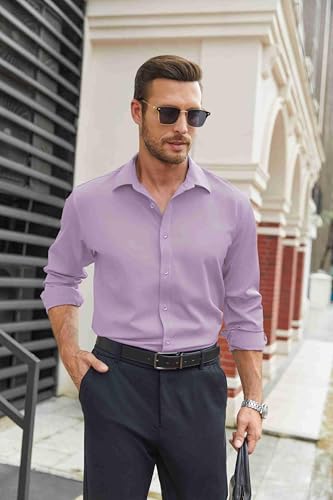 Image of COOFANDY Mens Stretch Dress Shirts Long Sleeve Button Down Shirt Regular Fit Formal Business Shirts