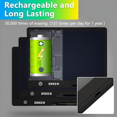 Image of LCD Writing Tablet for Kids 16 Inch, Toys for Girls Boys Drawing Pad for 3 4 5 6 7 8 Year Old Kid, Toddler Rechargeable Doodle Board Travel Essentials for Children (Black)