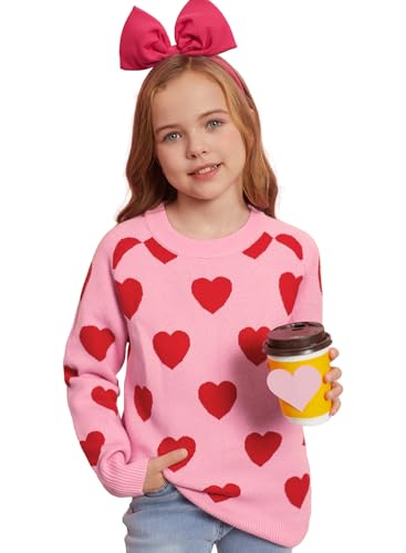 Valentine's Girls Heart Pattern Knit Sweater 5-14 Years