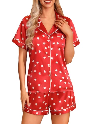 Senert Pijama de satén de seda para mujer, conjunto de pijama de ...