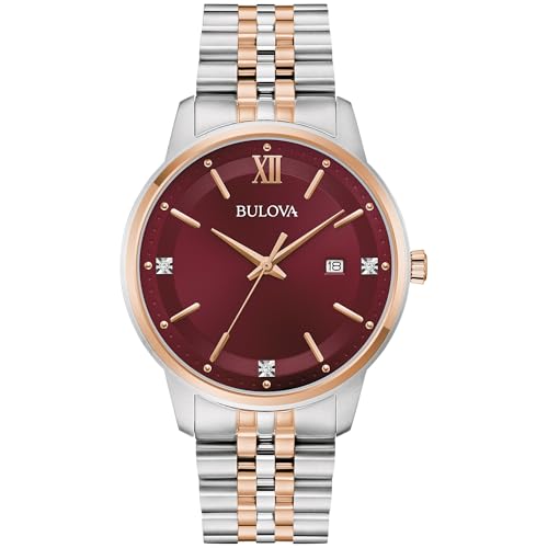 Image of Bulova Men's Dress Classic Diamond Watch, 3-Hand Date Quartz Watch, Stainless Steel Bracelet, 41mm