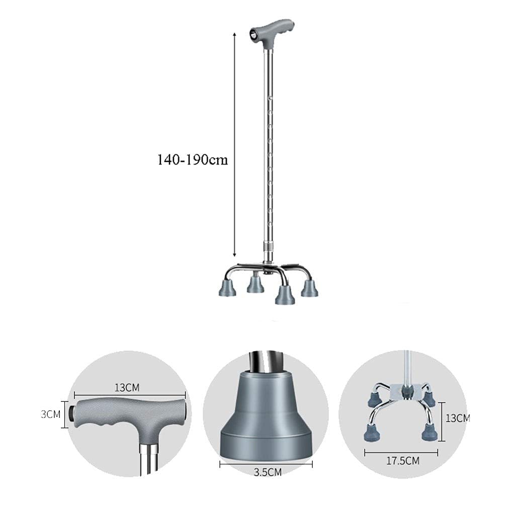 MObyat Andador para Ancianos,Bastón Bastón - con luz Aluminio telescópico Ajustable en Altura Antideslizante Muletas para Personas Mayores de 4 Patas Muletas Plegables de Madera