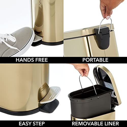 Bote de basura pequeño de acero inoxidable 10 litros con pedal Soft Brass miniatura 4