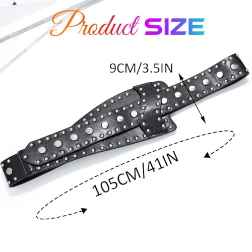 COSYDAYS Punk Studded Leather Belt Rivet Black Chunky Belts Wide Fashion Y2k Belt Accessories for Women3