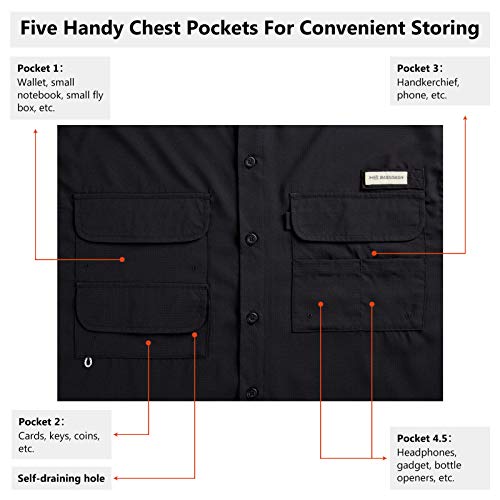 BASSDASH UPF 50 Men’s Fishing Dress Shirt Button Down Woven Short Sleeve Outdoor4