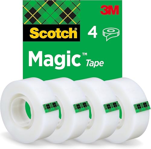 Scotch Magic Tape 4 Rolls 19 mm x 33 m - General Purpose Sticky Tape for Document Repair Labelling & Sealing