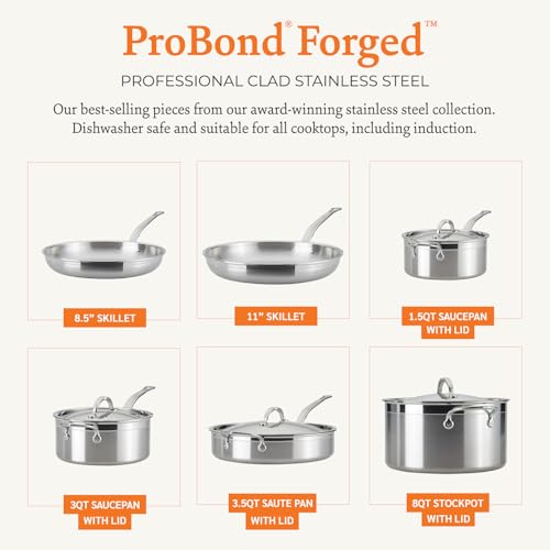 Hestan - ProBond Collection - Professional Clad Stainless Steel 10-Piece Ultimate Cookware Set, Induction Cooktop Compatible