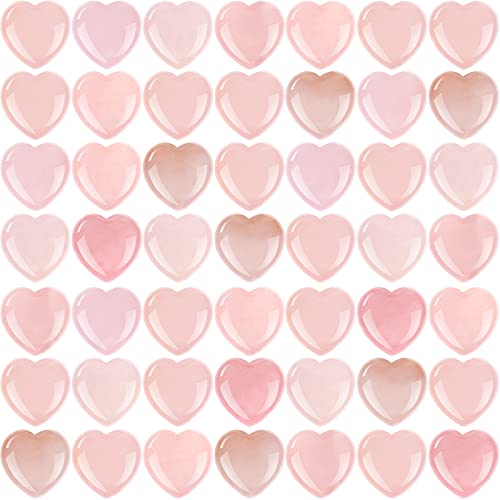 Fumete 50 Pieces Natural Healing Crystal Rose Quartz Heart Palm Stone 0.6 Inch Heart Shaped Pocket Gemstone Heart Carved Palm Worry Stone Polished Pocket Palm Thumb Stone Reiki Balancing Worry Stone