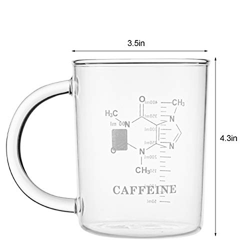 Suwimut 2 Pack Caffeine Beaker Mug Caffeine Molecule Mug, 16 oz Borosilicate Glass Chemistry Mug Coffee Mugs with Handle and Measuring for Tea, Coffee, Latte, Hot and Cold Beverage - Image 5