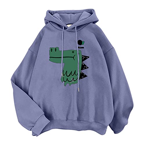 NNGOTD Vintage-Pullover für Damen Sweatshirt Damen mit Kapuze blau Wolf...