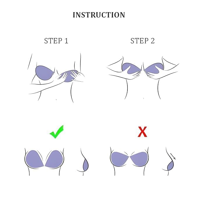 Image of DRAKIO Silicone Adhesive Push-Up Bra with Front Clasp | Strapless Backless Stick-On for Deep Neck Dresses | Reusable Invisible Seamless Wireless Support for Women (Multicolor)