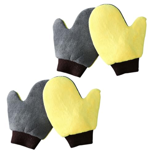 BUGUUYO 4 Piezas Guantes de Lavado de Autos Manejar Lavar Platos Suministros de Lavado de Autos Cable Equipo Carro Herramientas Guantes para Limpiar el Auto Guante de Polvo vellón de Coral