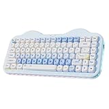 YUNZII C75 ワイヤレス メカニカルキーボード 75%レイアウト ホットスワップ対応 クリーミーキーボード NKRO PBT MOA キーキャップ RGBバックライト ガスケットマウント 可愛いケーキデザイン BT5.0/2.4G/USB-C Win/Mac/ゲーミング対応 技適認証取得 (ブルー, ミルクV2 スイッチ)