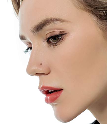 Tornito 20G 38Pcs Stainless Steel Nose Screw Studs Rings CZ Hoop Tragus Cartilage Nose Ring Labret Nose Piercing Jewelry for Men Women (A02:38Pcs, Rose Gold Tone) - Thumbnail 2