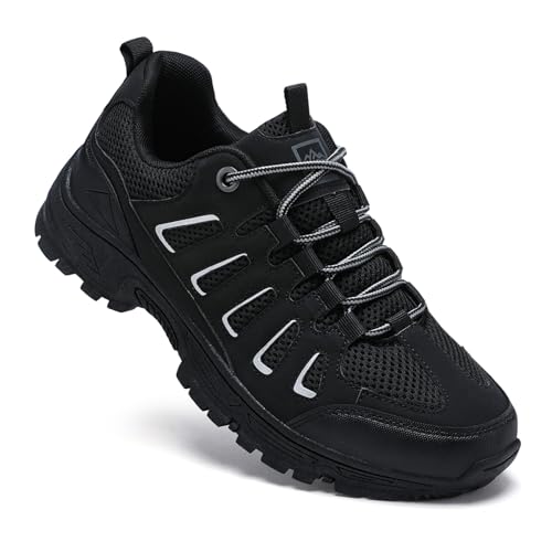 QUH Men's Hiking Shoes Outdoor Breathable Waterproof Non-Slip Low-top Sports Shoes for Fitness, Outdoor Camping, Walking