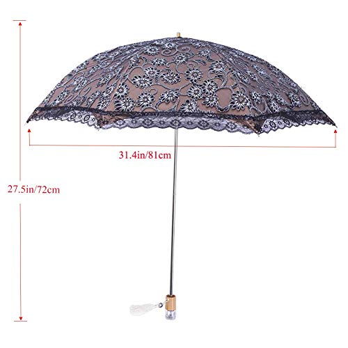 Orgrimmar Ladies Lace Parasol Umbrella Anti-Uv Protection Sun Shade Upf 50+ Lightweight And Portable Folding Umbrella (Black) #TOP1