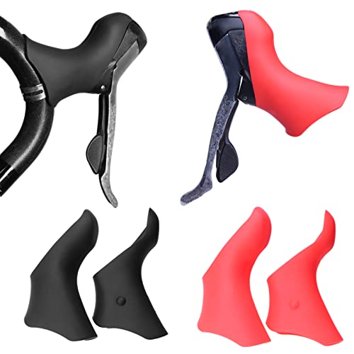 Bike Brake Levers Hoods,Silicone Road Bicycle Brake Grips,Bike Hood Covers Protector Compatible With Shimano Ultegra 105 St-6600/St5601/St-5600,1 Pair/Red #TOP5