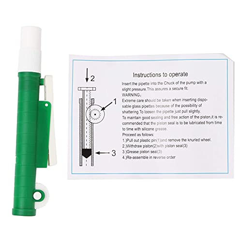Dntum Green 10ml Pipette Pump Filler, Lab Pipette Pump, Fast Release Plastic Easy to Use Wide Applicability for Lab Experiment