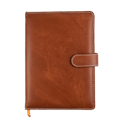 Image of Cubic A5 Premium Textured Foambound PU Leather Diary | Light Tan Color | Secure Button Closure | Built-in Pen Holder & Ribbon Bookmark | 160 Lined Pages | Ideal for Work, Study & Journaling
