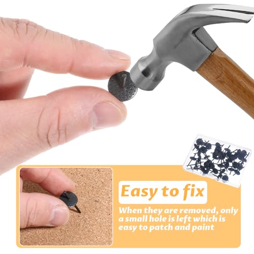 Image of 50 Pcs Picture Hanging Nails 20lbs Hooks Picture Hangers One Step Hangers Frame Hanger Kit Iron Alloy Nail Hooks Wooden One Step Photo Nails for Drywall Hanging Hardware (Black)