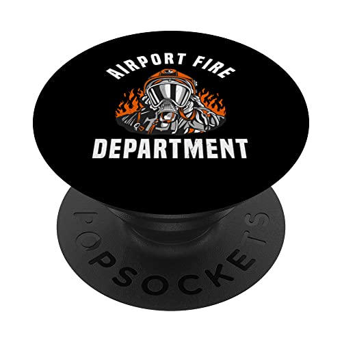 Airport Fire Department Firefighter Aircraft Firefighting PopSockets Swappable PopGrip, Black