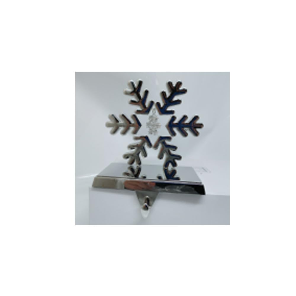 HooqictSnowflake Stocking Holders with Pendant for Mantel Silver Metal Snowflake Fireplace Stocking Holder Christmas Stocking Hanger Hook for Christmas Decorations Xmas Holiday Supplies