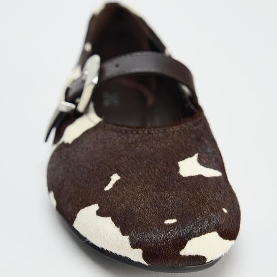 Leopard Ballet Flats for Women Animal Cow Print Round Toe Mary Jane Flats Silver Buckle Comfortable Ballerina Shoes3