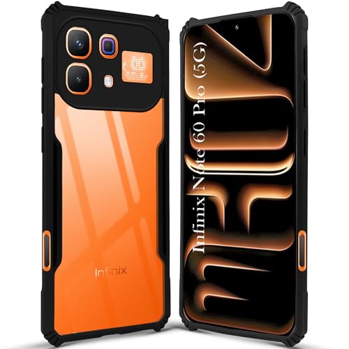 Image of Jkobi Hybrid Back Cover Case for Infinix Note 60 Pro 5G (Shockproof with Polycarbonate Clear Panel | Professional Black)