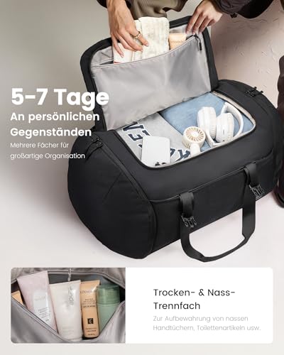 LOVEVOOK Sporttasche Herren mit Schuhfach, Reisetasche Groß 65L, Sportrucksack 52x45x28cm, Gym Tasche mit Tragegriff & Verstellbarem Schultergurt, Duffel Gym Bag, Handgepäck Tasche, Weekender Herren