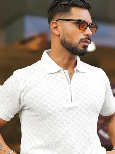 Image of Maniac || Mens || Kite || Textured || Polo Neck || Half Sleeve || Cotton || Slim Fit || Tshirt