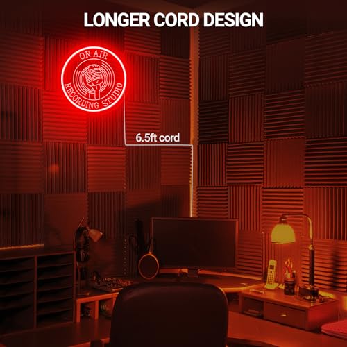 Image of ON AIR Neon Sign with Timing Remote, Dimmable Recording LED Signs for Music Studio Decor, Red Round Live On Air Light Up Neon Light Signs, for Podcast Room, Live Streaming, Broadcasting, Bar