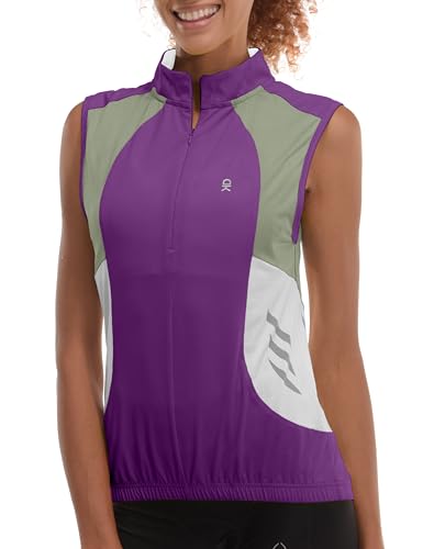 Image of Little Donkey Andy Women's Half Zip Breathable Cycling Vests Reflective Sleeveless Jerseys Shirts Golf 4 Rear Pockets