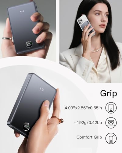 Image of iWALK Magnetic Portable Charger, Qi2 Certified 15W Magnetic Power Bank with LED Display, 30W PD Fast Charging, 10,000mAh Battery Pack, Ergonomic Design, for iPhone 17 /16 /15 /14 /13 /12 Series Gray