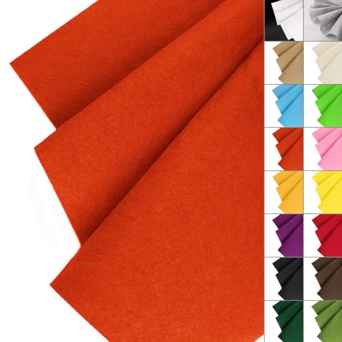 Image of IONTACH 36 inch X 36 inch Orange Stiff Felt Fabric 1.2mm Thick | Felt Sheet for Craft, Sewing, Patchwork, Liner Decorations, School Projects, Home Decor