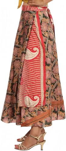 Boho Sari Silk Long Wrap Skirts - Set of 1 Multi