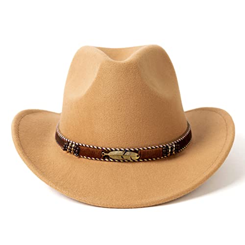 HUDANHUWEI Western Cowboy Hat Wide Brim Outdoor Fedora Hat