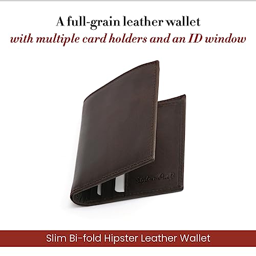 Style N Craft Slim Bi-fold Hipster Leather Wallet, Full-Grain Leather Wallet2