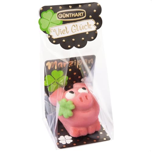 Günthart 15 Stück Marzipan Schweinchen im Cellophanbeutel einzeln verpackt zum verschenken,1er Pack 450 gr